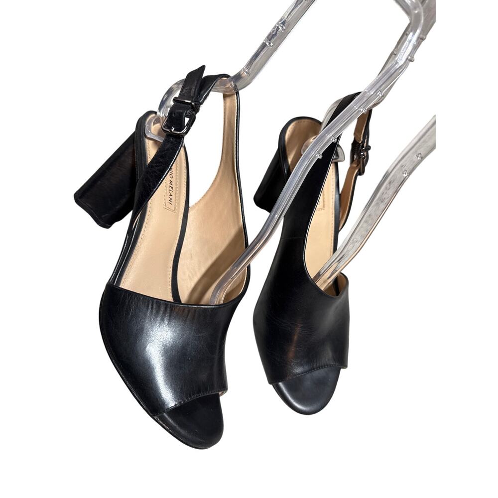 Antonio Melani Women’s Black Brinay Leather Peep Toe Slingback Sandals 8M - Picture 9 of 12